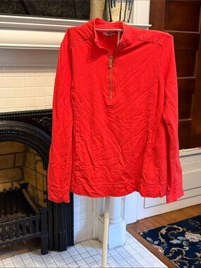crown & ivy Bright Red Quarter-Zip Pullover- worn about 6 times. 69.50 retail